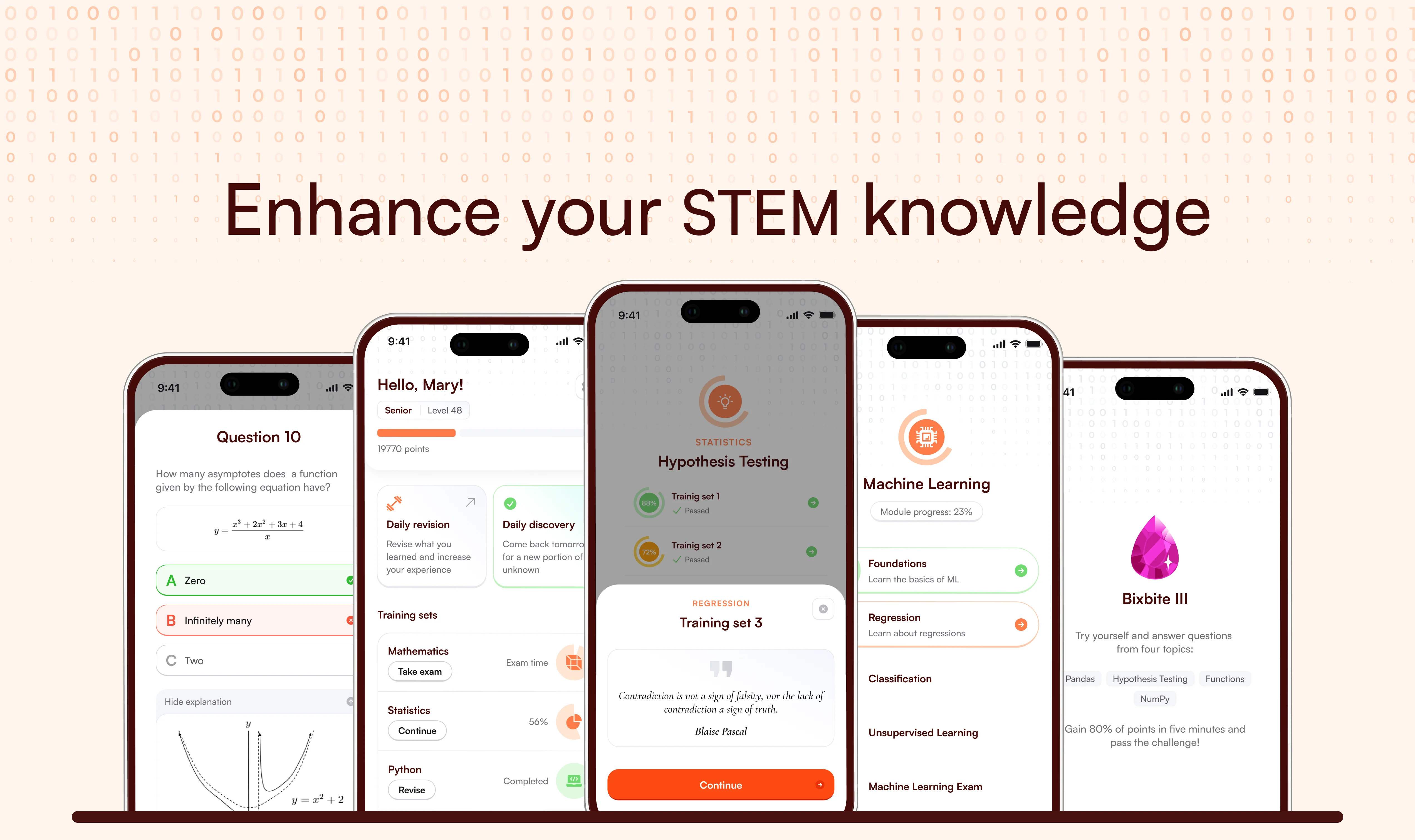 Delve in Data app screens highlighting STEM learning experience